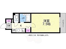 広島電鉄2系統 観音町駅 徒歩9分の賃貸マンション 5階1Kの間取り