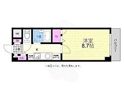広島電鉄8系統 十日市町駅 徒歩7分の賃貸マンション 2階1Kの間取り