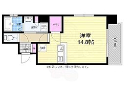 広島電鉄5系統 松川町駅 徒歩5分の賃貸マンション 4階ワンルームの間取り