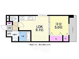 JR山陽本線 横川駅 徒歩10分の賃貸マンション 15階1LDKの間取り