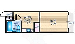 広島電鉄2系統 十日市町駅 徒歩5分の賃貸マンション 2階1DKの間取り