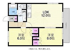 JR芸備線 戸坂駅 徒歩13分の賃貸アパート 1階2LDKの間取り