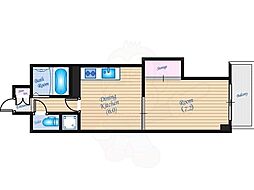 オーブ舟入本町 8階1DKの間取り