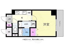 広島電鉄8系統 横川駅 徒歩2分の賃貸マンション 11階1Kの間取り