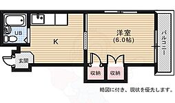 フラワービル 1Kの間取図画像