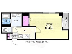 広島電鉄1系統 中電前駅 徒歩2分の賃貸マンション 6階1Kの間取り