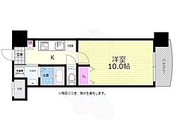 広島電鉄1系統 市役所前駅 徒歩12分の賃貸マンション 12階1Kの間取り