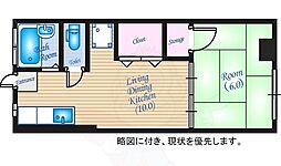 向井ビル 2階1LDKの間取り