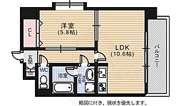 MARIOTERRACE平野町 1LDKの間取図画像
