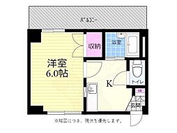 エステート三滝 1Kの間取図画像
