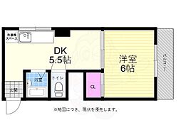 山崎ビル 1DKの間取図画像