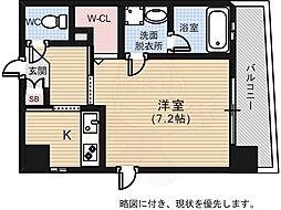 ルービンス宇品海岸2 1Kの間取図画像