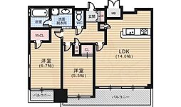 ライオンズ国泰寺グランアクシス 2LDKの間取図画像