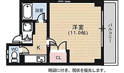 クリスタルビル 1Kの間取図画像