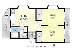 第3福田ビル 2LDKの間取図画像