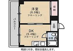 金子ビル 1DKの間取図画像