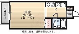 ヴェルコート上幟 1Kの間取図画像