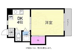 ヴィラ丸本 1Kの間取図画像