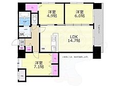 ウィング宝町ファイブ 3LDKの間取図画像