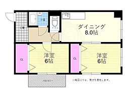 ウィンディア本川 2DKの間取図画像