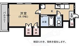 滝川ビル 1Kの間取図画像