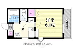ロアール上天満 1Kの間取図画像