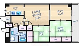 ビアビアンカマツヲマンション 3LDKの間取図画像