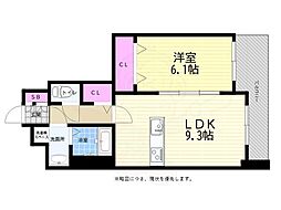 プレサンス広島中央 1LDKの間取図画像
