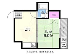 三宝ビル 1DKの間取図画像