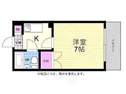 M山肩ビル 1Kの間取図画像