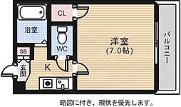 パーク朝日 1Kの間取図画像