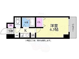 アクシス舟入 1Kの間取図画像