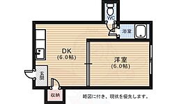 二葉ビルB棟 1DKの間取図画像