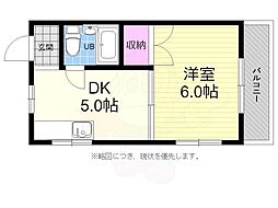 和田ビル2 1DKの間取図画像