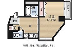 比治山エコテラス 1Kの間取図画像