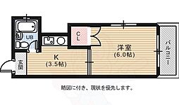 ヴィラ翠町 1Kの間取図画像