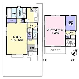 明石市魚住町清水　中古戸建 2LDKの間取り