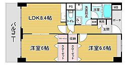 ミレニアム須崎 2LDKの間取図画像