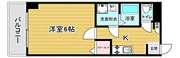 スリム九工大 1Kの間取図画像