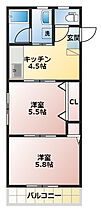 リバティヒルズ 105 ｜ 静岡県磐田市富士見町１丁目（賃貸マンション2K・1階・35.15㎡） その2