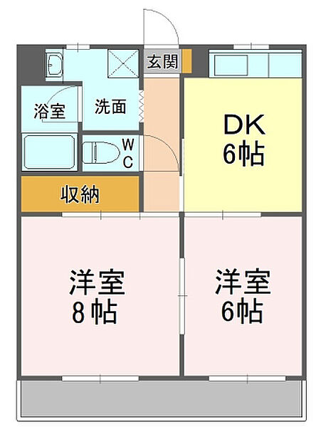 マンションハーヴェストII 102｜静岡県磐田市富丘(賃貸マンション2DK・1階・43.00㎡)の写真 その2