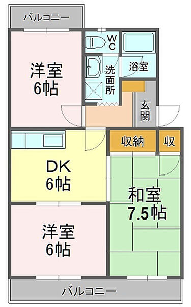 サンセットストリート 302｜静岡県磐田市国府台(賃貸マンション3DK・3階・53.28㎡)の写真 その2