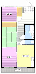 今之浦マンション 3LDKの間取図画像