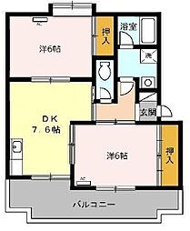 コーポ・フォーリーフA 2DKの間取図画像