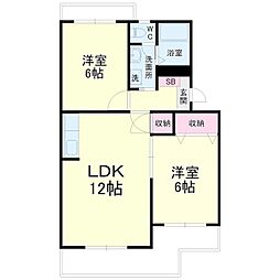 パルクレール 2LDKの間取図画像