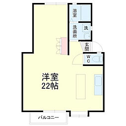 エスポワヒルズ ワンルームの間取図画像