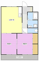 グレース広野1 2LDKの間取図画像