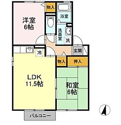 ラファール 2LDKの間取図画像