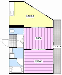 パステルグリーン 2LDKの間取図画像