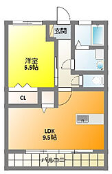 R-サンハイム 1LDKの間取図画像